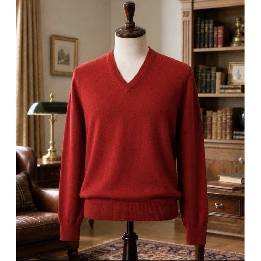Embassy Row  2ply 100% Cashmere Sweater Mens XL V Neck Luxury Soft Knit